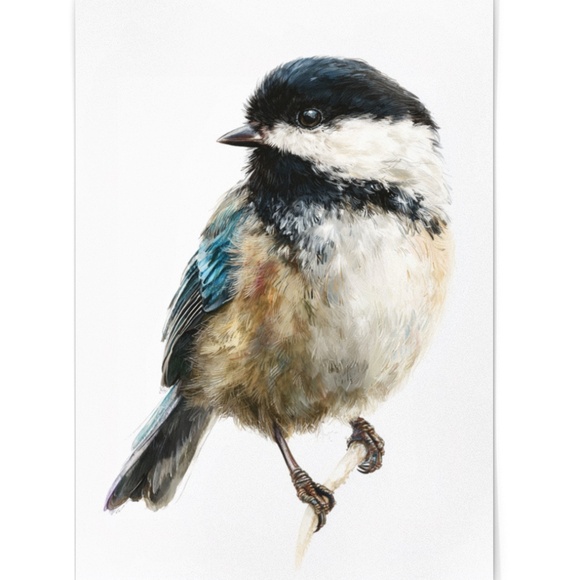 Watercolor Chickadee Bird Portrait Wall Art Print, Unframed - Charming Nature - Picture 2 of 7